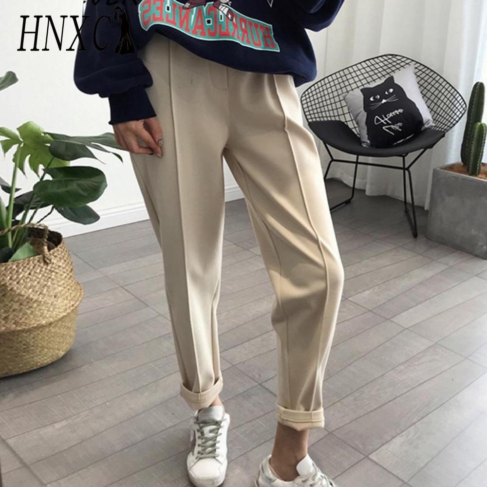 HNXC Женские модные повседневные однотонные брюки и капри с принтом