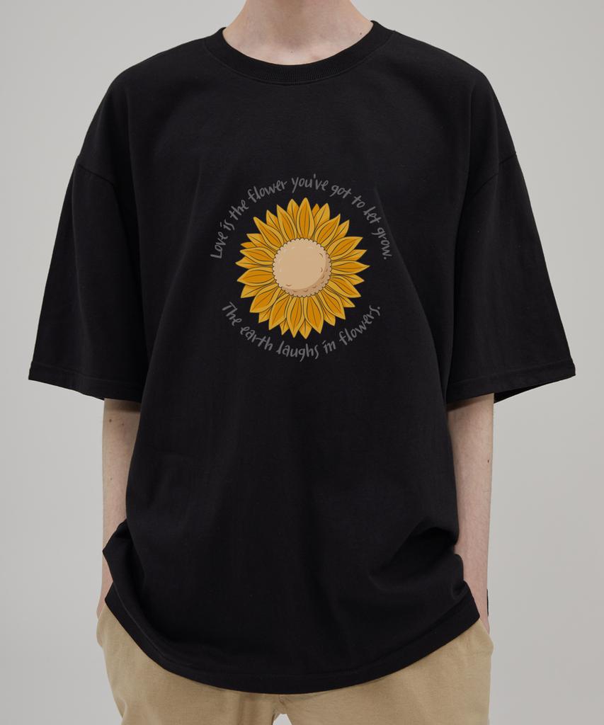 VANNWORKS Sumflower Oversized Short Sleeve T-Shirt (Vs0059) Black