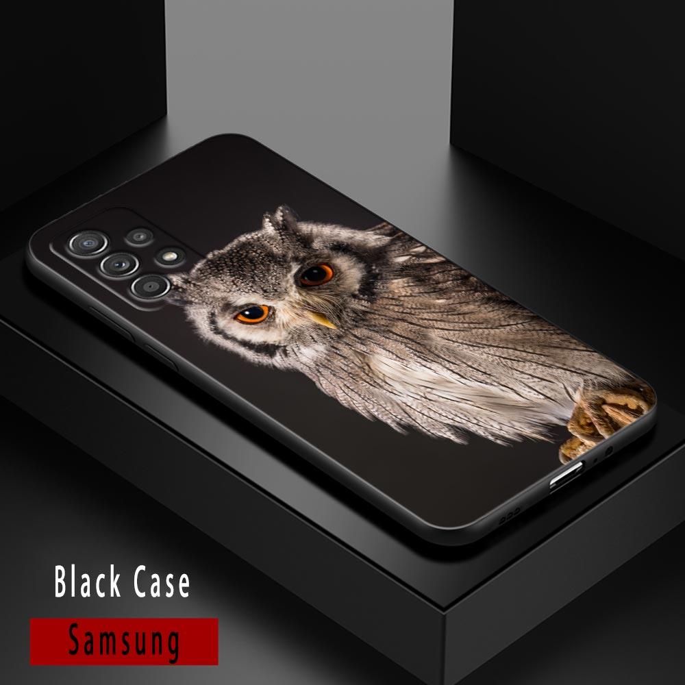 Cute Baby Owl Animal Cases For Samsung Galaxy A52 Funda Samsung A52s A54 A53 5G A72 A73 A33 A31 A32 A51 A71 A41 Soft Black Cover