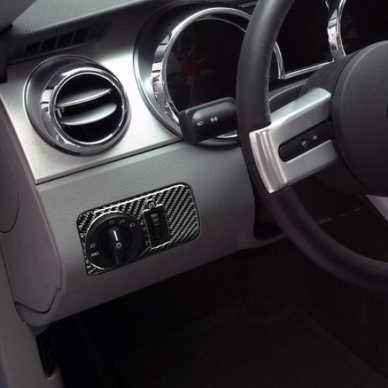 Carbon Fiber Headlight Switch Interior Cover Trim For Ford Mustang 2005-2008