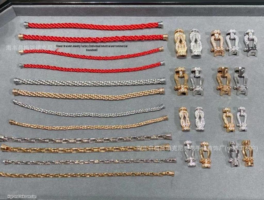 Браслет Zodiac Year Fred 10 с подковой и бриллиантами, 18K розовое золото и красная нить, Унисекс, Стиль для пары.