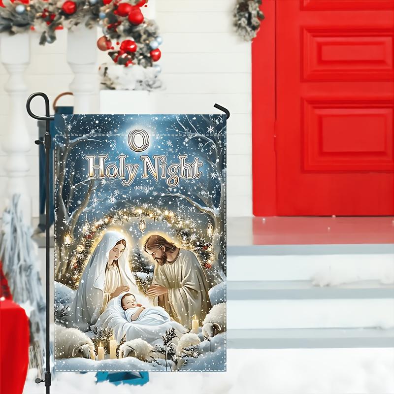Holy Night Christmas Garden Flag - Double-Sided, Polyester, Outdoor Yard Decor