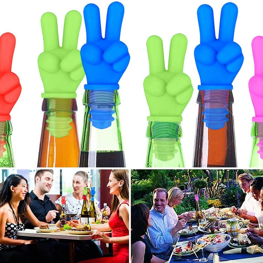 Silicone Bottle Stopper Creative Finger Shape Wine Bottle Sealer Reusable Airtight Seal for Food Storage Glass Bottles and Spice Jars