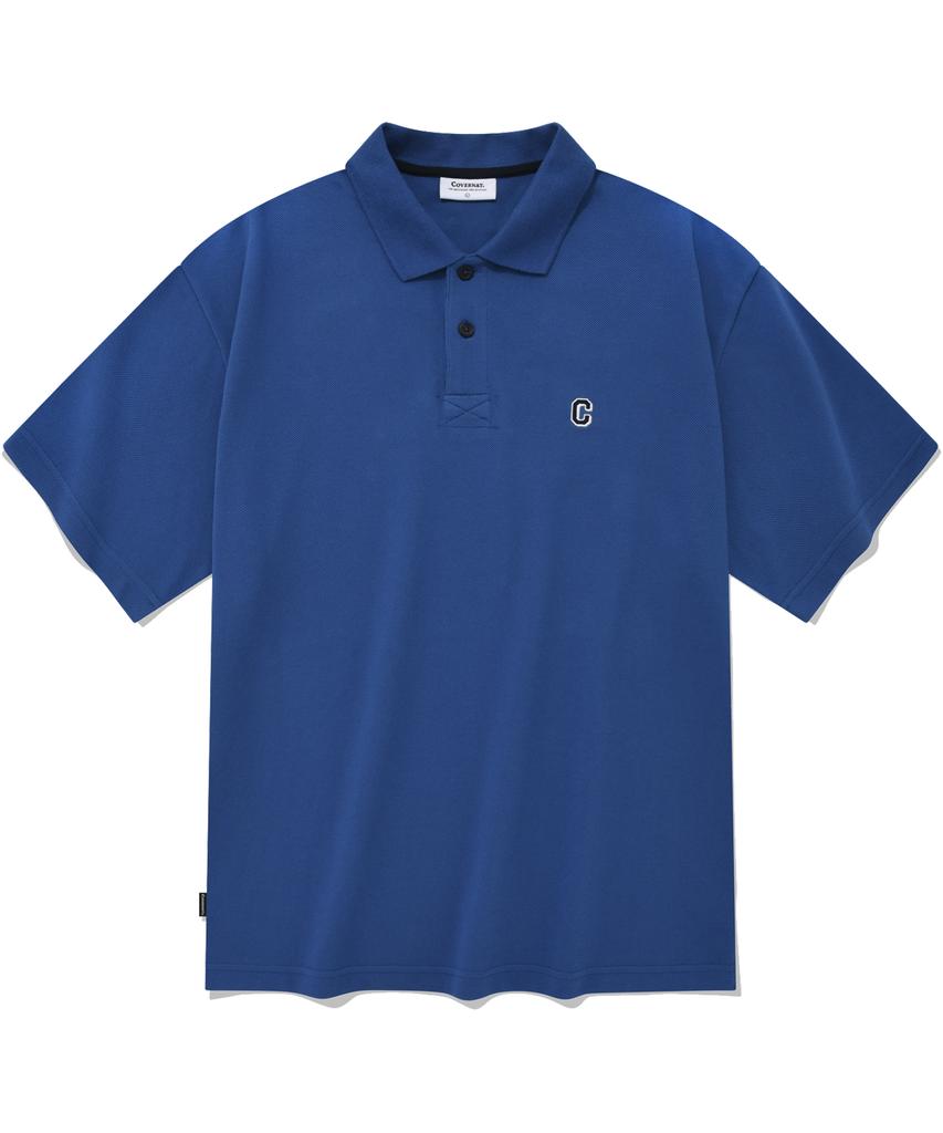 COVERNAT C Logo Collared T-Shirt Blue