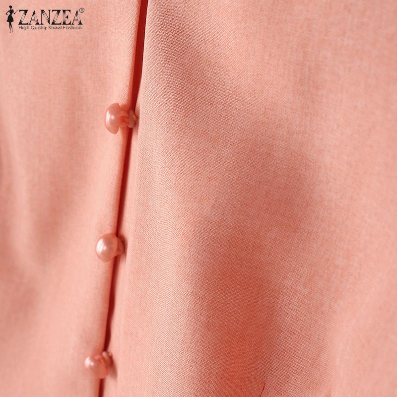 ZANZEA Женская повседневная блузка свободного кроя с V-образным вырезом и рукавом 3/4