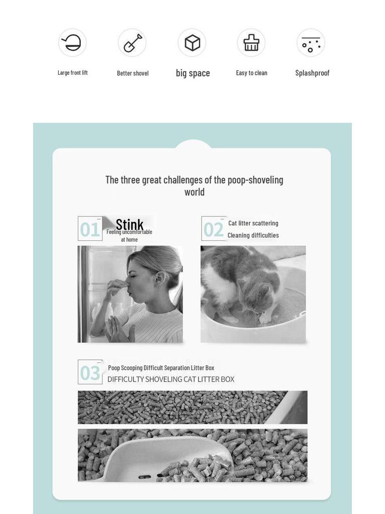 Fully Enclosed Oversized Deodorizing Cat Litter Box - Anti-Splash Design for Small Kittens