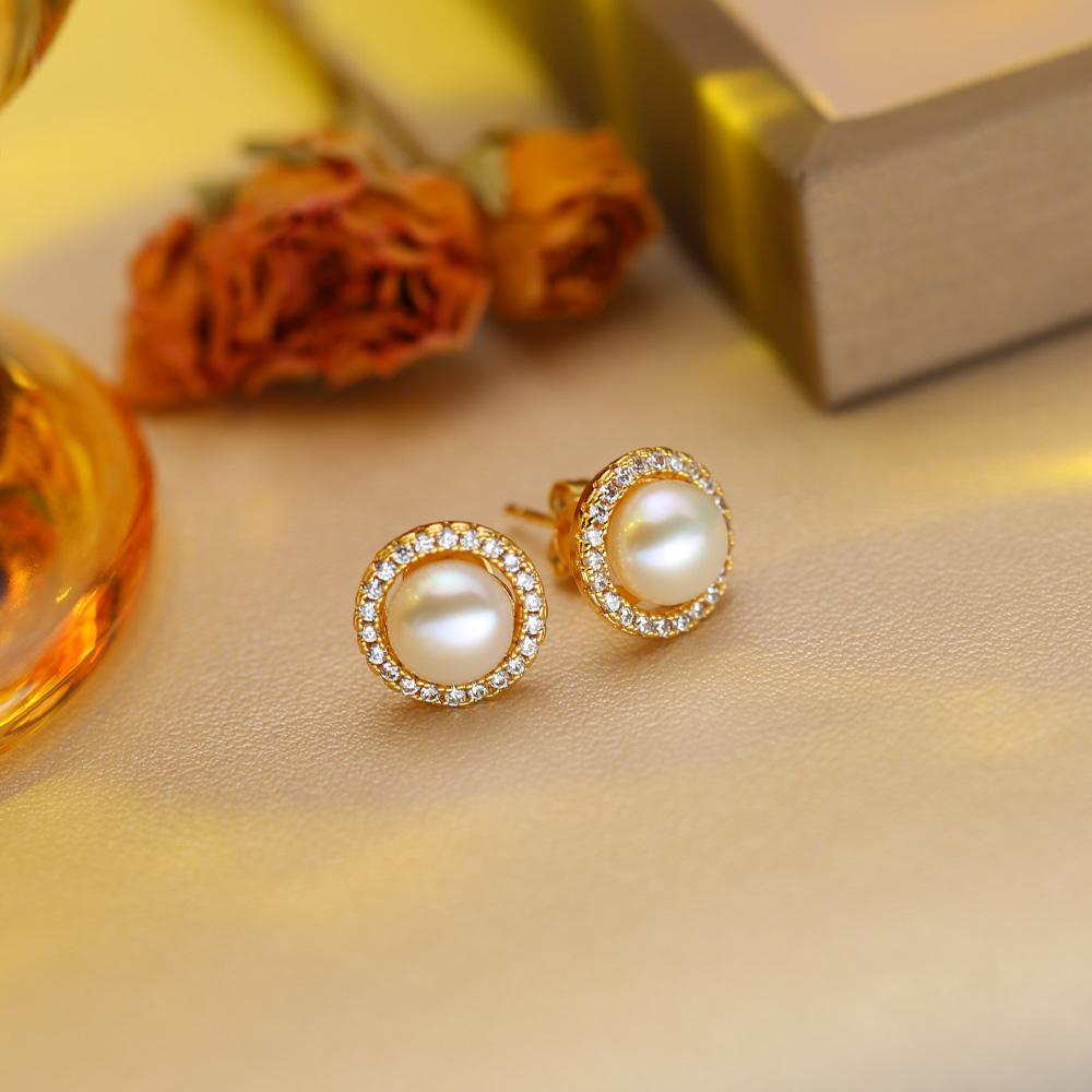 Серьги из натурального пресноводного жемчуга, модные серьги-пусеты с жемчугом и кубическим цирконием для женщин, праздничная бижутерия