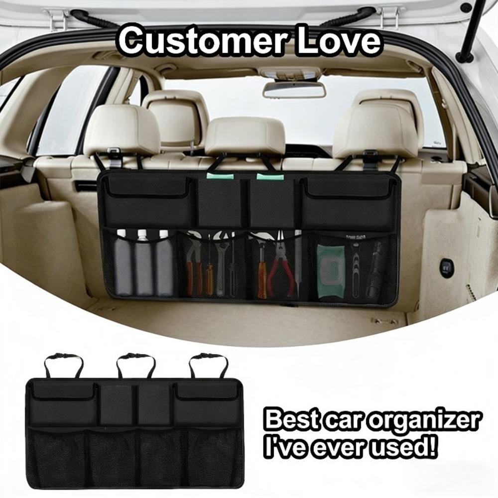 8 Pockets Hanging Backseat Trunk Organizer Durable Cargo Storage Bag For Tools Emergency Kits