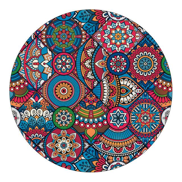 Mandala Floral Rug Children 'S Room Home Decoration Mats Round Carpet Living Room Anti -Slip Washable Carpet Computer Chairs Mat