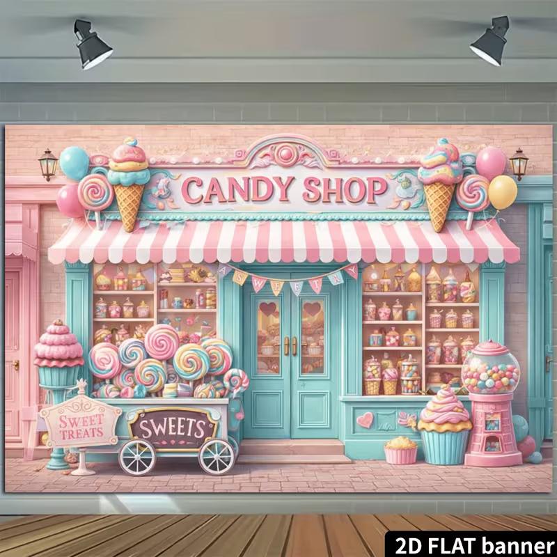 Двумерный фон «Сладкие угощения» для фотосессии на вечеринке в стиле конфет