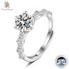 Mossan Stone With Certificate Diamond Ring Female S925 Sterling Silver One Carat Open Six Claws Diamond Inlaid Bamboo Ring