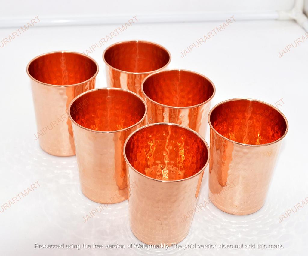 Медный кованый стакан для воды для питья Набор из 6 штук