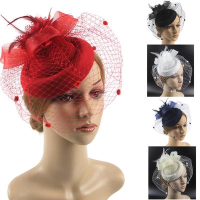 Аксессуары для волос из перьев и сетки Sinamay Headband Fascinator Weddings Ascot Hatinator Races