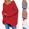 Fashion Women Casual Solid Long Sleeve Jumper V-Neck Lazy Loose Sweater Blouse
