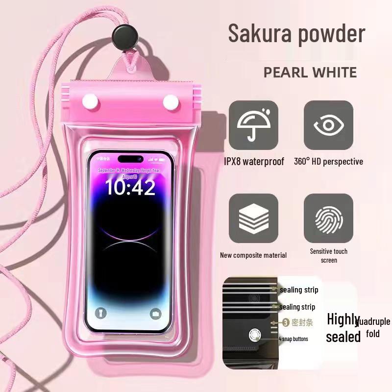 Triple-Fold Waterproof Phone Pouch with Touch Screen & Photo Capability for Swimming, Rafting, Diving – Universal Fit.