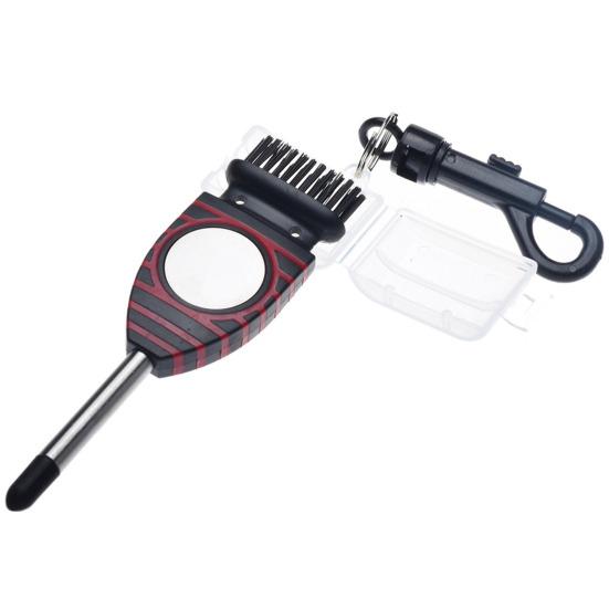 Щетка для чистки клюшки для гольфа, двусторонняя гибкая щетина, острый наконечник, нержавеющая сталь, вал для гольфа, канавка, скруббер, инструмент для очистки, аксессуары для гольфа