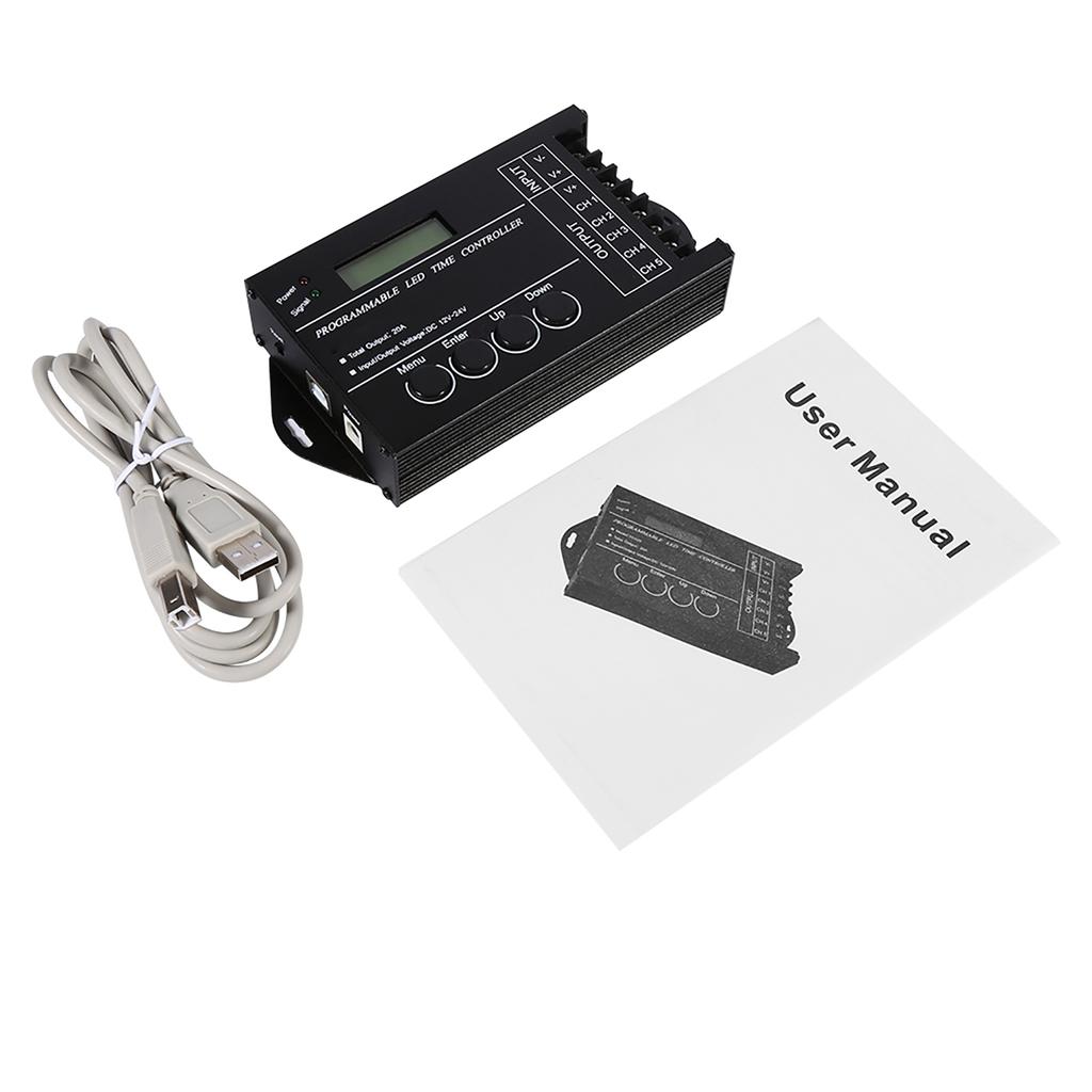 DC12/24V 20A Programmable LED Time Controller 5 Channels Color Adjustable With CD USB Cable