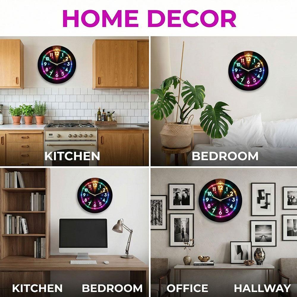 Круглые Настенные Часы 2D Плоские Электронные Цветные Часы Креативные Деревянные Будильники Обучение Детей