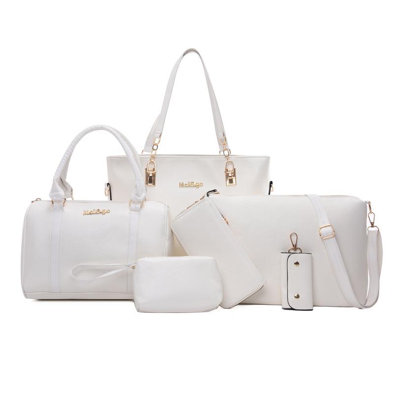 Women's Bag New Fashionable Six-piece Set, Mother and Child Bag Embossed Large-capacity Shoulder Portable Messenger Bag Fashionable