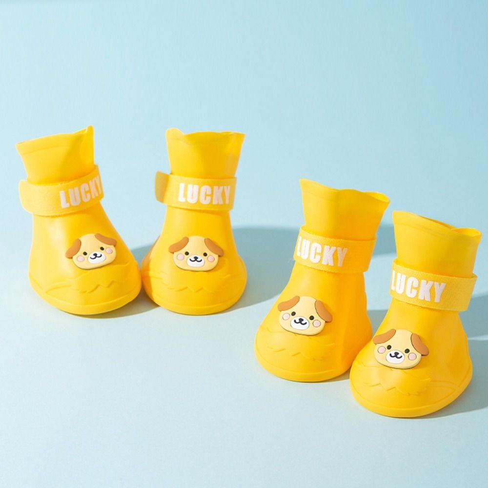 4 шт. Водонепроницаемые дождевые ботинки для питомцев, Нескользящие силиконовые ботинки, Чехлы для лап кошек, Уличная обувь, Носки, Ботильоны для собак, Аксессуары для питомцев