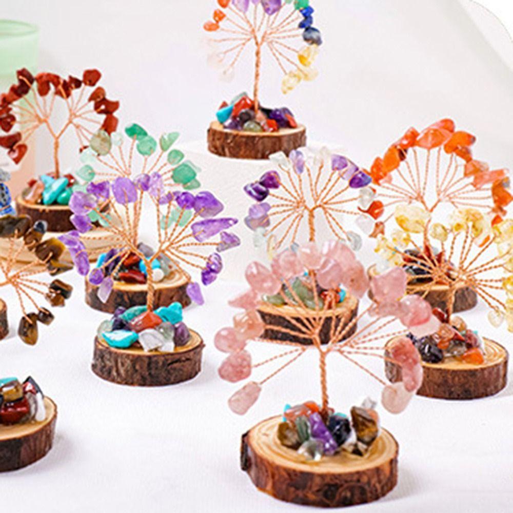 Copper Wire Crystal Wishing Tree Positive Energy Crystal Decorative Trees Desk