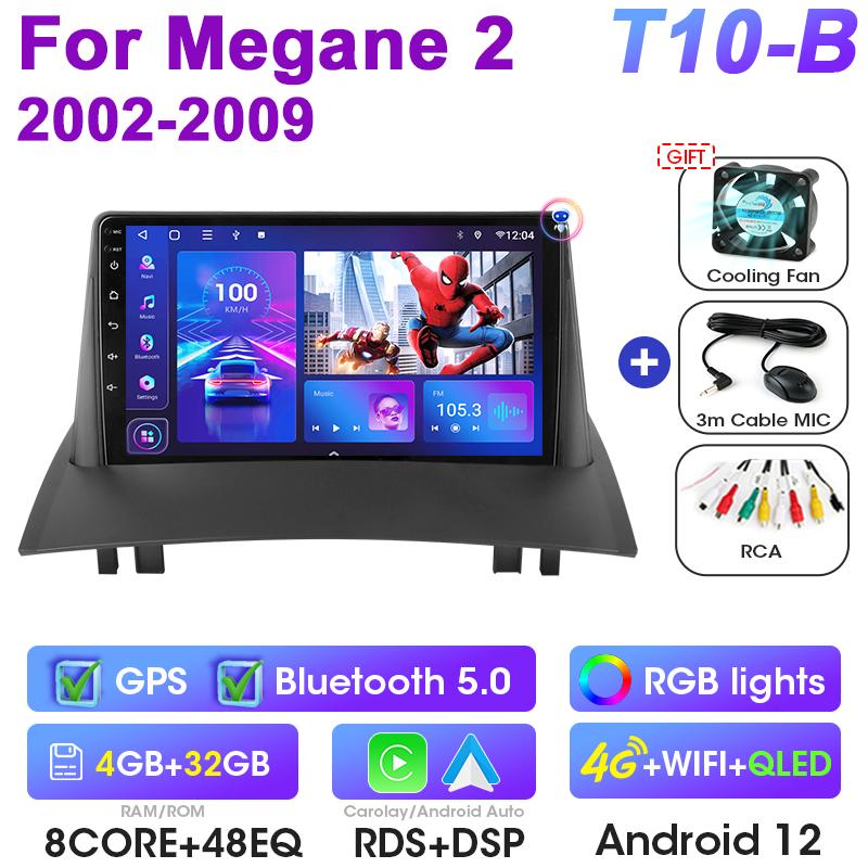 2 Din Android 12 автомобильное радио для Renault Megane 2 2002-2009 мультимедийный видеоплеер GPS 4G Carplay Auto Stereo RDS DSP головное устройство