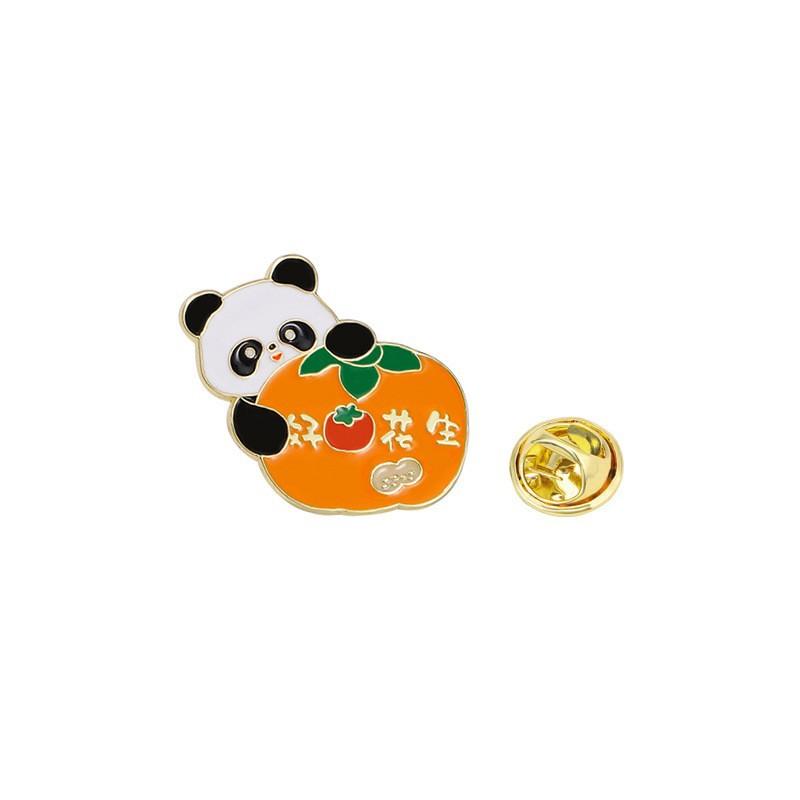 Zinc Alloy Enamel Dropping Brooch, Cute Cartoon Lucky Panda Snake Pattern 2025 Year of the Snake, New Year Festival Decorative Lapel Pin Badge