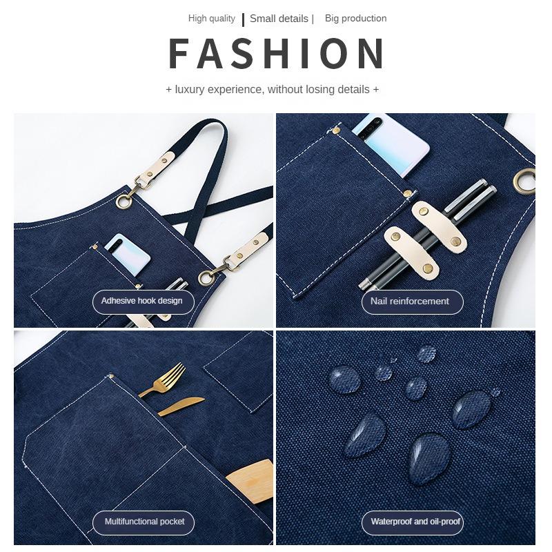 Хлопковый водонепроницаемый масляный холщовый фартук, фартук на талию для кофейни, магазина молочного чая, для дома, кухни, садоводства, работы