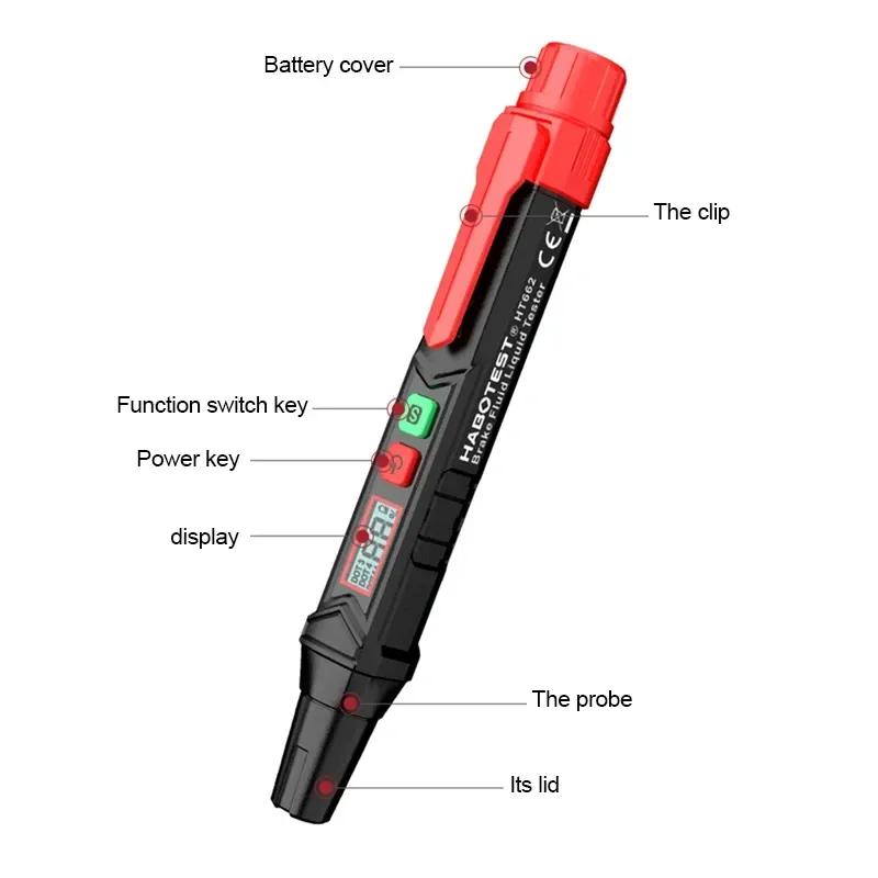 HT662 Brake Fluid Liquid Oil Tester with Sound and Light Alarm Analyzer Meter for DOT3/DOT4/DOT5.1 Brake Fluid Content Detector