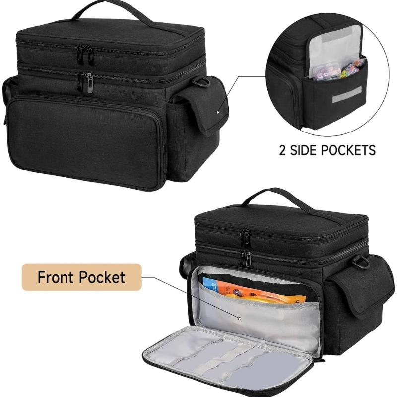 Двухслойный ящик для хранения швейных принадлежностей, водонепроницаемый, износостойкий тканевый органайзер для рукоделия с плечевыми ремнями