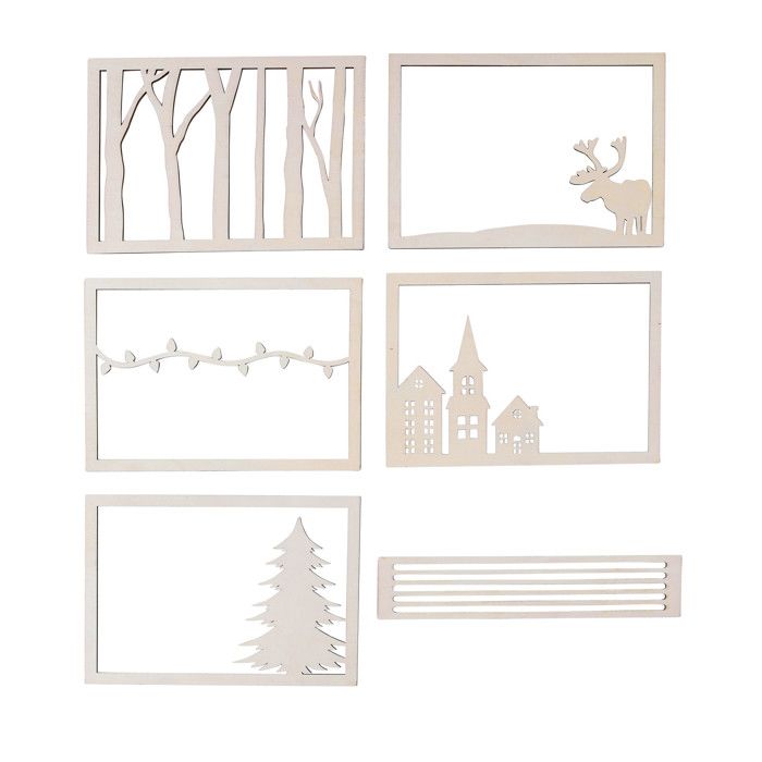 Scène de Noël en bois ciselé forme cadre 28 x 18 x 0,4 cm