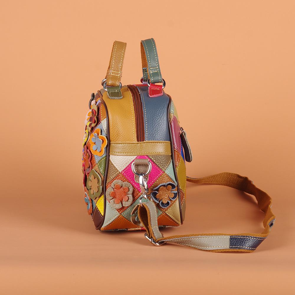 Женская сумка через плечо из натуральной кожи, вышитая вручную, цветочная, ромбовидная, маленькая квадратная сумка