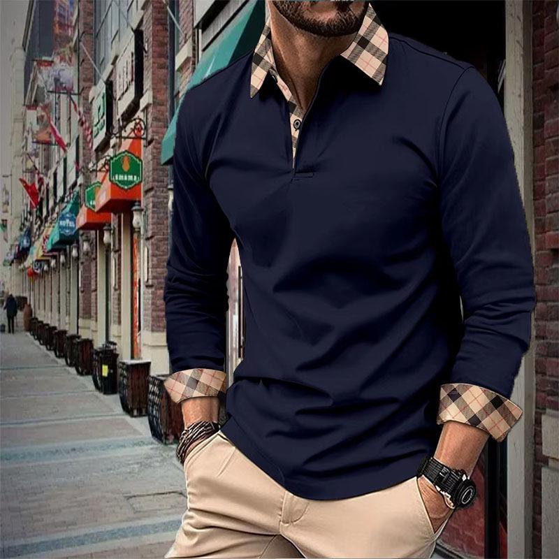 Мужская весенне-летняя повседневная модная рубашка-поло с лацканами Slim Fit
