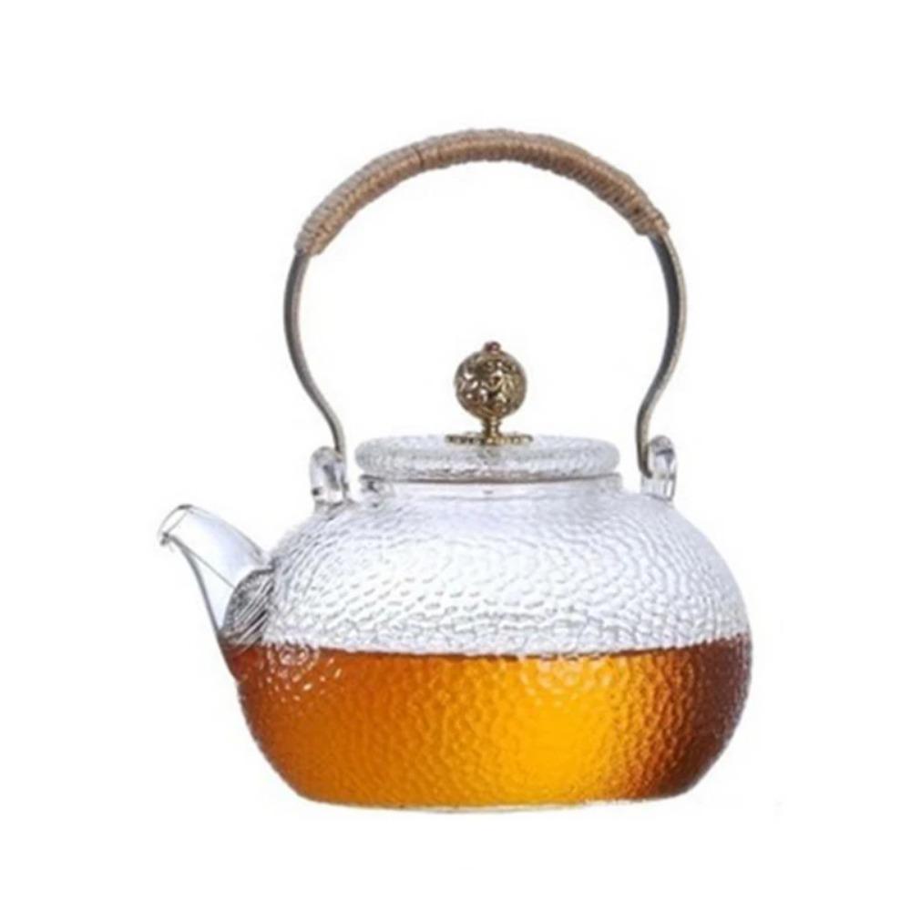 Glass Teapot High Temperature Resistant Tea Set Handmade Hammered Texture Flower Teapot With Handle To Make Teapot Gaiwan Pu Erh