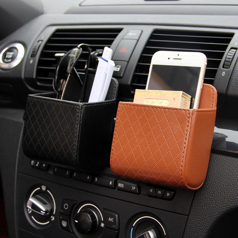 Car Storage Bag Air Vent Dashboard Tidy Hanging Storage Organizer Box Glasses Phone Holder Storage Organizer Car Accessories