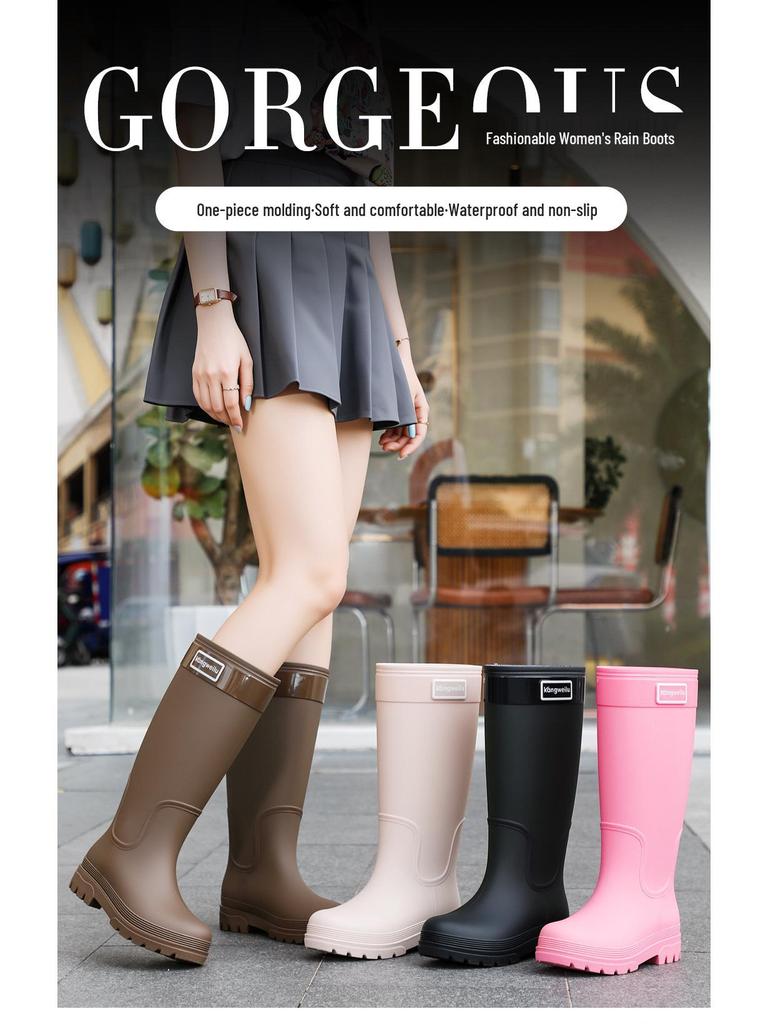 Женские водонепроницаемые резиновые сапоги на флисовой подкладке - Нескользящие, с толстой подошвой, Идеальны для походов в тропических лесах