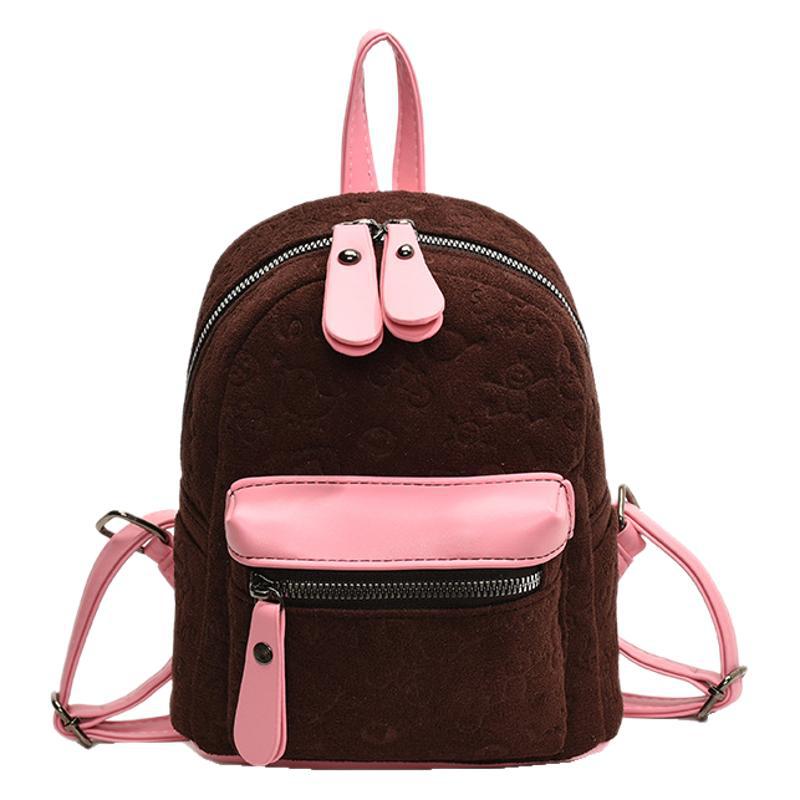Bag 2025 new fashion travel women's bag small bag retro small backpack niche contrasting color suede backpack