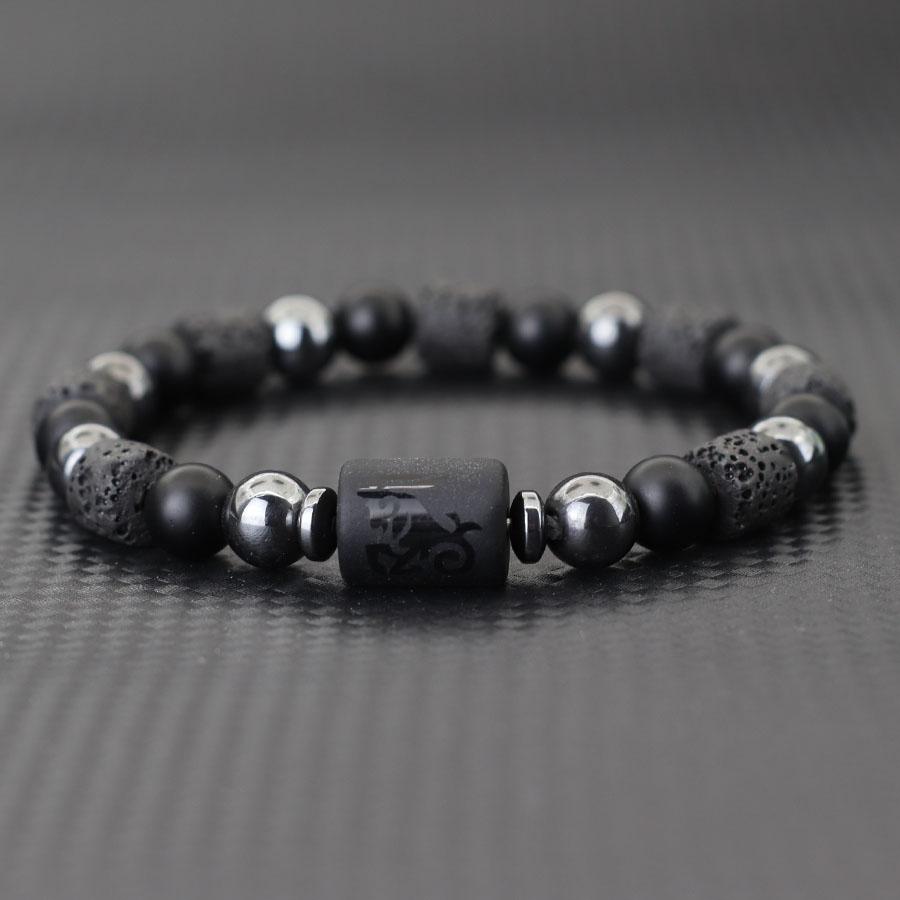 Twelve Constellations Men Bracelet Obsidian Lava Stone Braclet Retro Beads Hematite Yoga Healing Braslet Couple Wrist Accessories Gift For Him