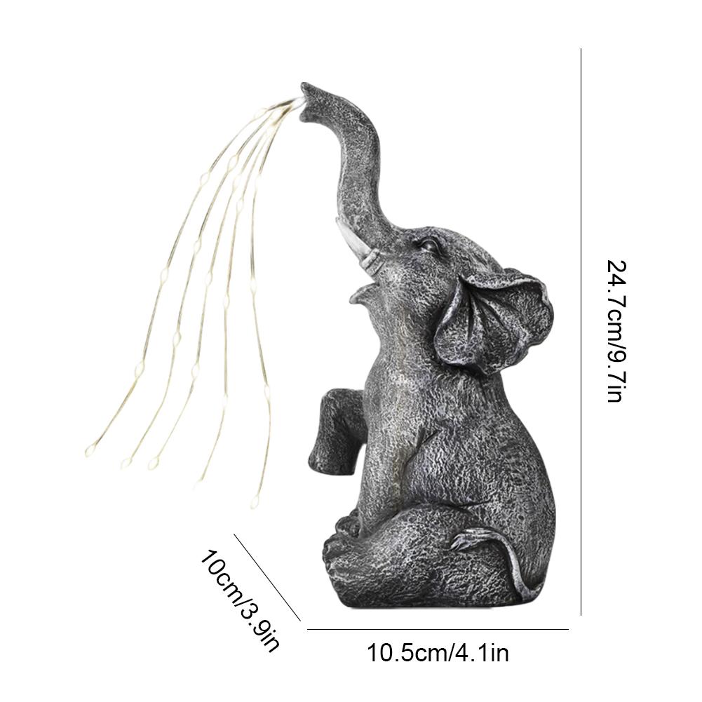 Solar Garden Elephant Statue with LED Light Strings Elephant Sculpture for Yard Patio and Pathway Decor Housewarming Gifts