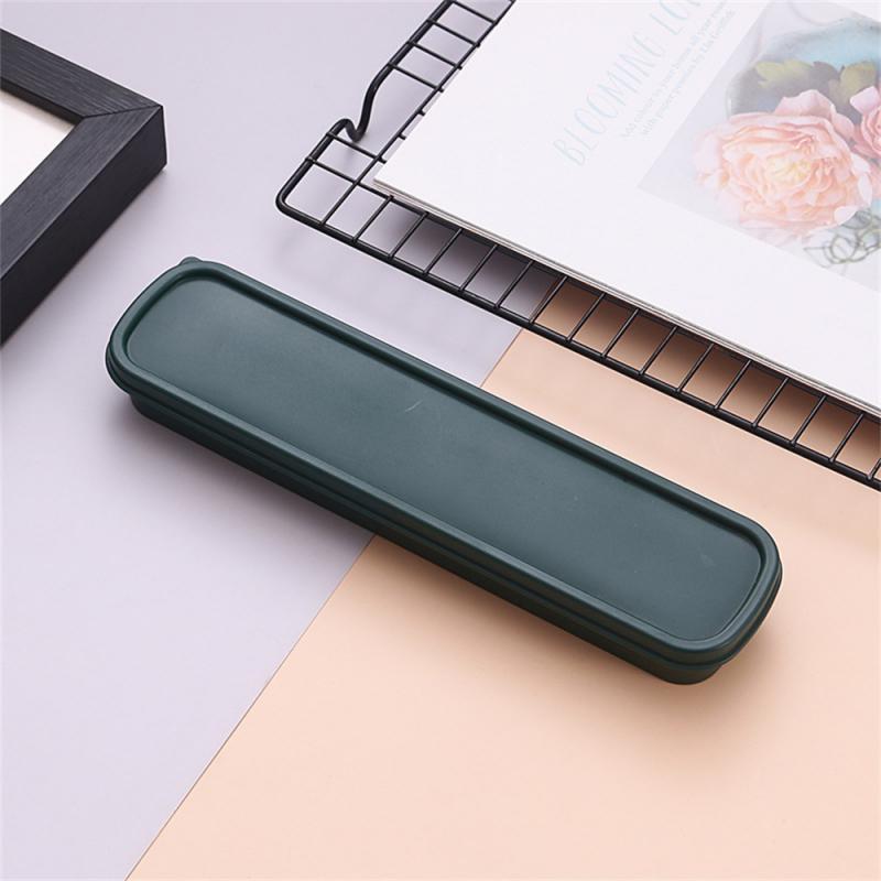 Wheat Straw Tableware Box Multicolor Portable Cutlery Case Spoon Fork Storage Box Students Household Dinnerware Bag Kitchen Tool