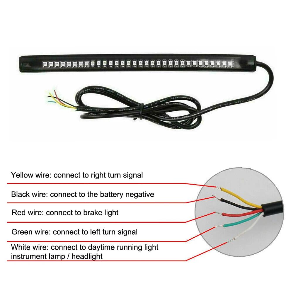Motorcycle LED Lamp Bar Strip Flowing Turn Signal Universal 36 Tail Rear Brake Stop Flexible Soft Rubber Light