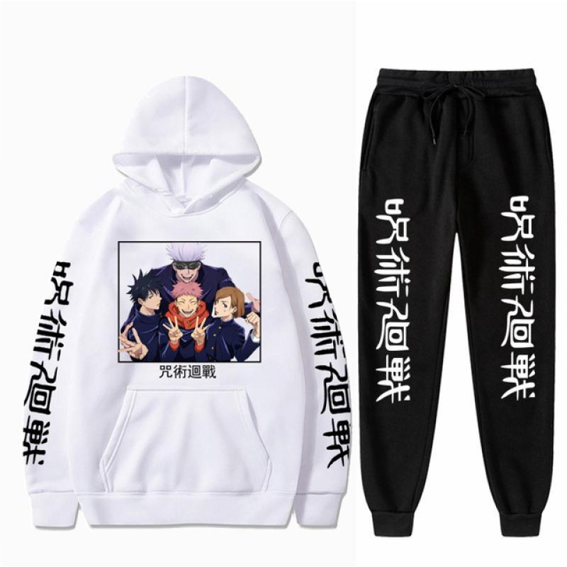 Мужской комплект аниме дзюдзюцу кайсен Годзё Сатору брюки с капюшоном повседневные 2 шт. мужские и женские комплекты унисекс с длинными рукавами модные толстовки с капюшоном