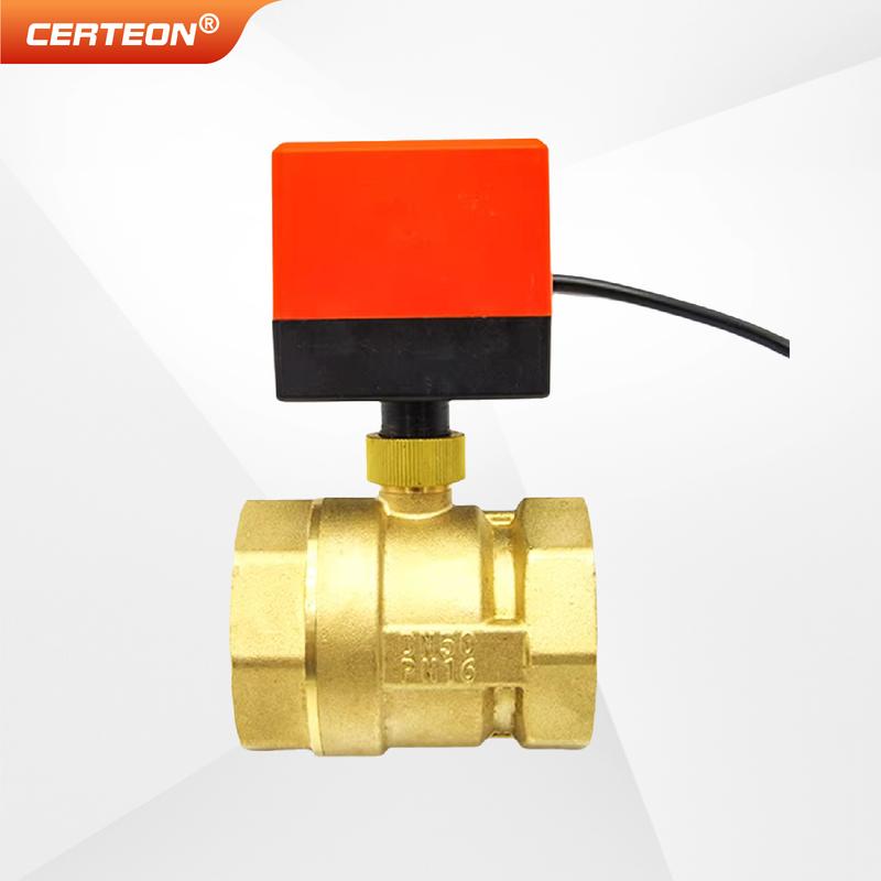 Motorized Brass Ball Valve Electric 2-Way/3-Way DN15-DN20 12V 24V 220V HVAC Fan Coil Solar PTFE IP65 Actuator