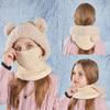 Children's Hat Cartoon Bear Mask Scarf All-In-One Hat Girls Winter Outdoor Velvet Warm Knitted Wool Hat