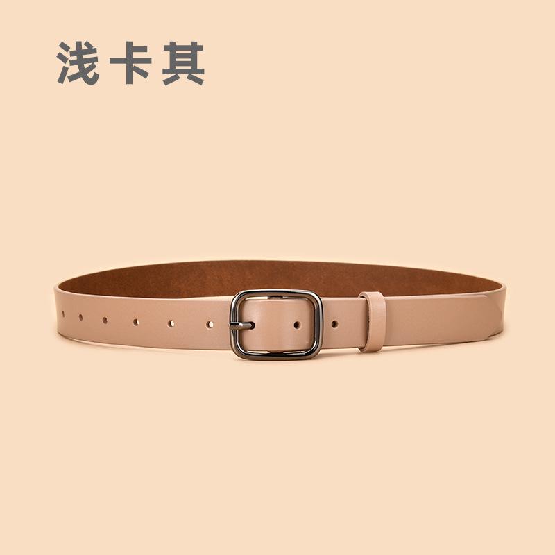 Popular Literary Split Genuine Leather Belt For Women 2.8cm Square Buckle Versatile Waist Strap Suitable For Skirts Jeans Casual Pants