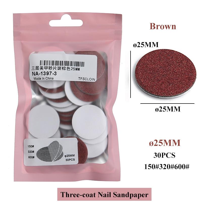 15/20/25/35 мм трехслойная наждачная бумага для ногтей 30 шт. педикюрные инструменты для ухода за ногами нержавеющая сталь фреза для ногтей дисковый диск салон мозолей
