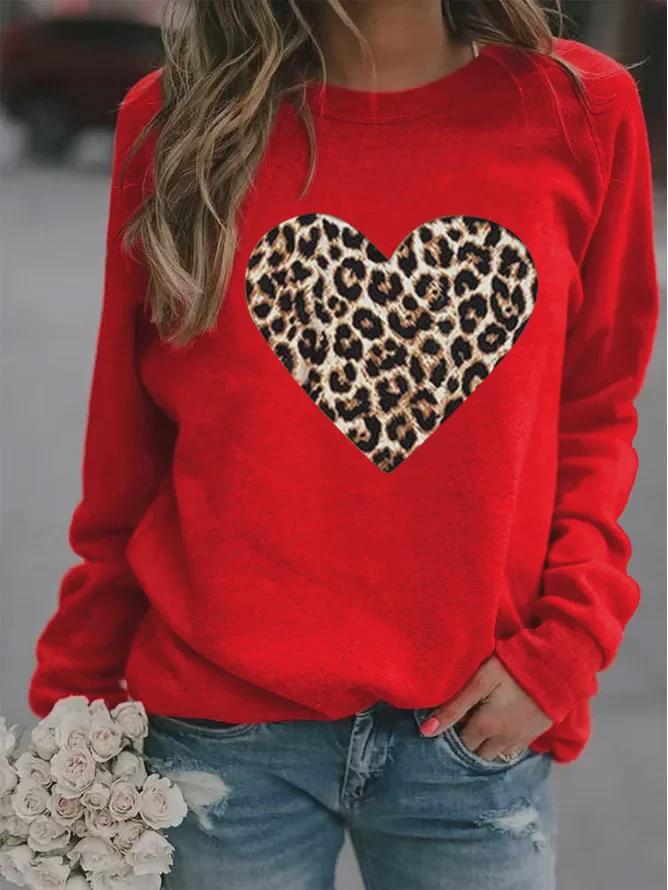 2024 Women's European & American Animal Print Round Neck Sweatshirt