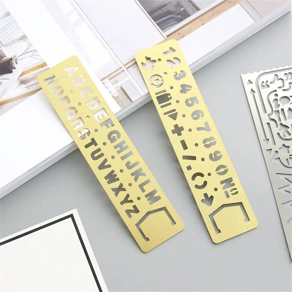 Brass Ruler Bookmark Hollow Metal Bookmark Stationery Number Letter Bookmark  Page Marker