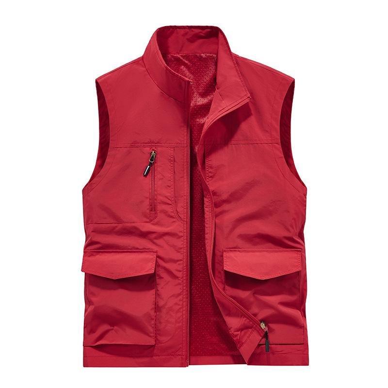Sleeveless Vest Men's Four Seasons Middle-aged Outdoor Leisure Loose Large Size Vest European and American Sports Multi-bag Vest