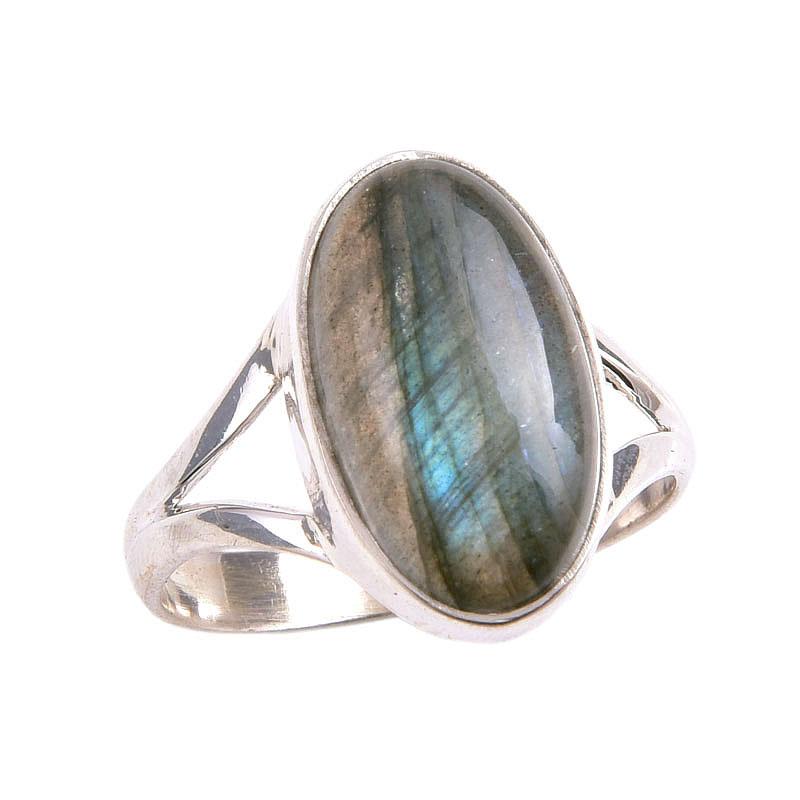Ювелирное кольцо из стерлингового серебра 925 пробы с натуральным лабрадоритом, размер 8 Q8P79
